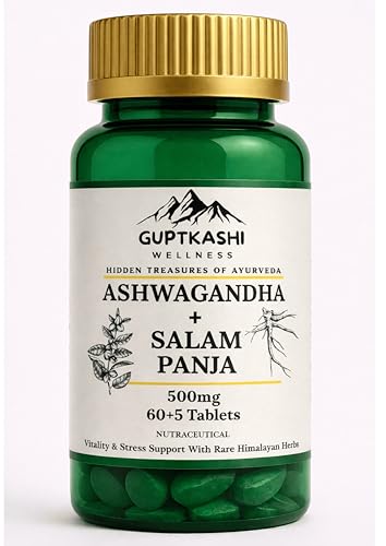 Ashwagandha + Salam Panja Tablets | 60 + 5 Tablets | 500mg Each | Natural Support for Daily Energy, ...
