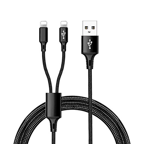 IFLASH Dual Port Splitter Charging Cable - Power up to Two Apple Devices from a Single USB A Port - Ideal for iPhone 6/7/8/X/XR/11/SE (Black)