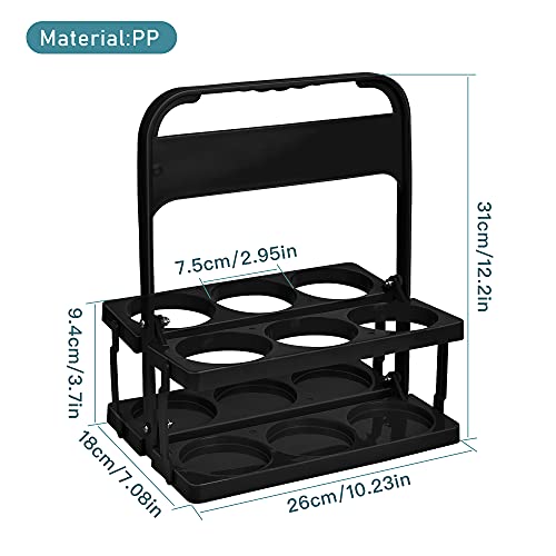 Elesunory Plastic Portable Cup Holder, Foldable Cup Holder With Handle, 6-Holes Drink Carrier Foldable, Great For Eats Doordash Uber Car Drivers(Black) #TOP1