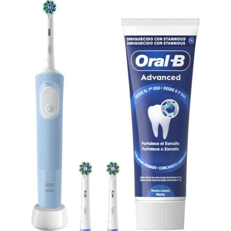 Oral-B Pro Vitality Cepillo de Dientes Eléctrico Azul - Pack Cepillo + 2 Recambios + Pasta Dientes