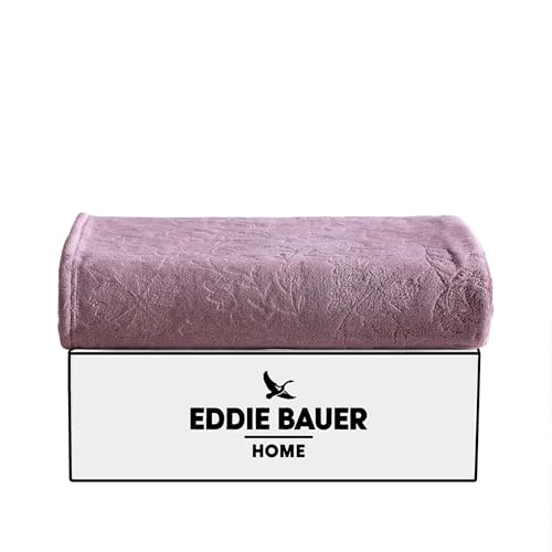Image of Eddie Bauer - Throw Blanket, Ultra-Soft & Embossed Plush Bedding, Blanket for Couch & Bed (Woodblock Floral Purple, 50 inch x 70 inch)