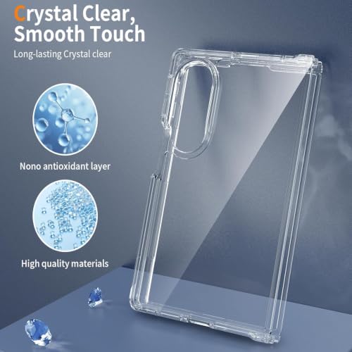Image of TechTrendz for Samsung Galaxy Z Fold 8 Case Clear Slim Fit Anti Yellowing Lightweight Crystal Clear Ultra-Thin Hard PC Bumper Protective Shockproof Back Cover for Samsung Galaxy Z Fold 8-Transparent