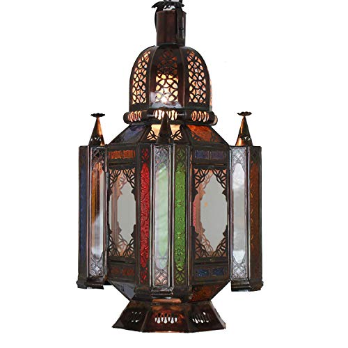 Orientalische Lampe marokkanische Hängelampe Fadila bunt H 55 cm aus Metall & Glas | Kunsthandwerk aus Marokko… – Bild 4