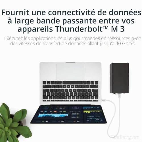 StarTech.com Câble Thunderbolt 3 de 50 cm 40 Gb/ Compatible Thunderbolt USB et DisplayPort Mâle Mâle 0 5 40 Gbit/ 3840 x - vue 2
