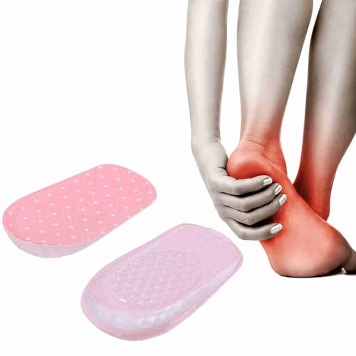 NSXAYIWE Cuscinetti per tallone in gel di silicone per tendinite di Achille e fascite plantare, inserti per scarpe in gel adesivo riutilizzabili da donna (1,5 cm)