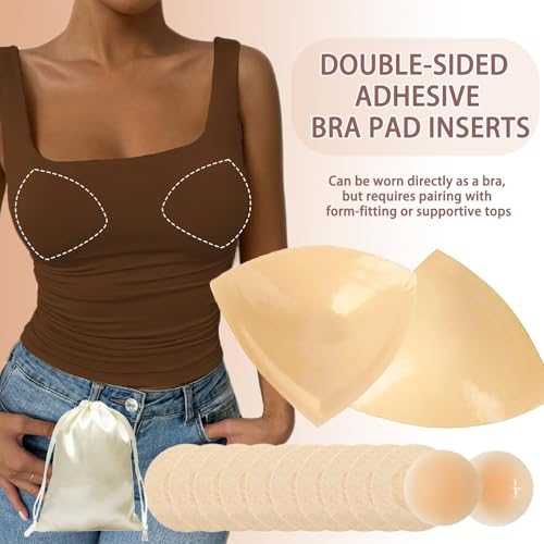 Image of Double-Sided Sticky Bra Lift Inserts | Lightly Padded Push-Up Adhesive Bra for Large Bust | Reusable & Invisible Insert Pads