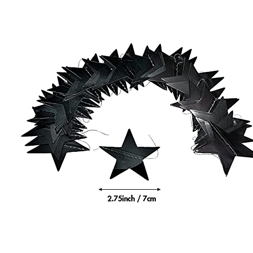 Image of Patelai 130 Feet Glitter Star Garland Banner 2026 Party Decoration Double Side Star Hanging String Streamer Paper Twinkle for Graduation Wedding Birthday (Black)