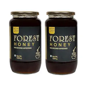 Nature Trust Raw Organic Forest Honey,1200 Gram, Wild, Unprocessed, Unheated, Non Pasteurized, Original Honey 100% Pure and Natural (1.2 Kg Pack of 2))