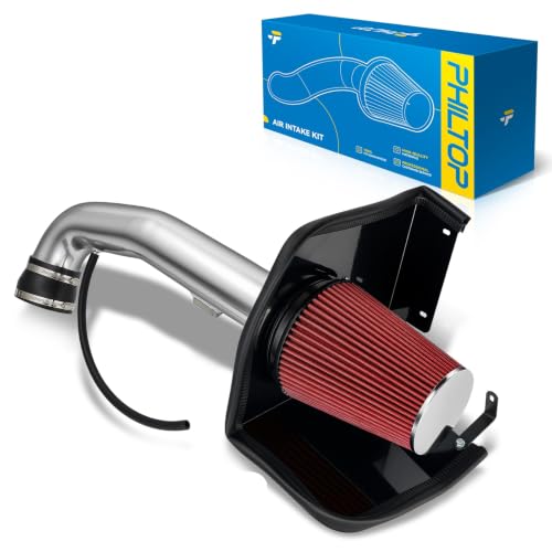 PHILTOP Cold Air Intake Kit with Filter Heat Shield for 2009-2014 Yukon 4.8/5.3/6.2L, 2009-2014 Yukon XL 1500 V8 (Red)