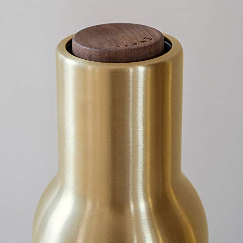 Salt And Pepper Grinder Set Of 2, Pepper Mill & Salt Mill, Brushed Brass Base With Walnut Top #TOP2