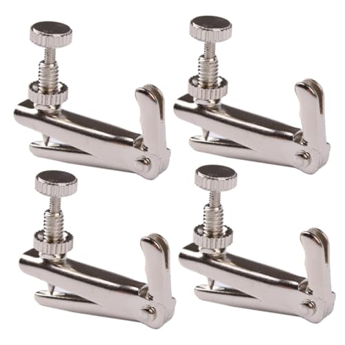 EXAOMBLE 4個 小提琴微?器 属製高光沢ストリングファューナー 取り付け簡単 滑り止め溝設計 精密 バイオリン用