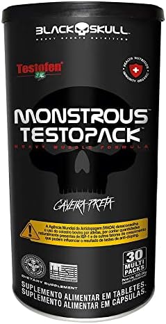 Black Skull Monstrous Testopack 30 Cápsulas - Sem Sabor, Keto, Tr...