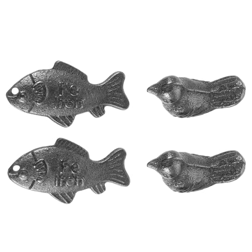 Cabilock 4 Piezas Herramienta de Cocina de Hierro Fundido Forma de Pez y Pájaro Suplemento Natural de Hierro para Anemia Enriquecimiento Dietético Vegano Reutilizable para y Cocina