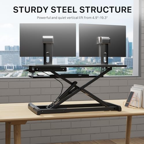 JOY worker Standing Desk Converter, 32" Wide Height Adjustable Sit Stand Up Desk Riser with Keyboard Tray, Desktop Workstation Riser for Home Office Computer Laptop, Particle Board, Black by JOY worker - Image 7