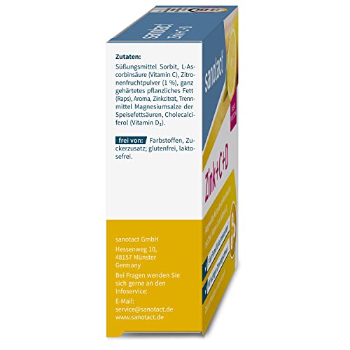 Sanotact Zink+C+D Lutschtabletten – 20 Stück zur Unterstützung des Immunsystems