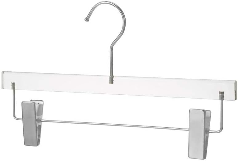 YBM HOME Quality Acrylic Clear Skirt Hangers Made of Clear Acrylic for a Luxurious Look and Feel for Wardrobe Closet, Skirt Hangers Organizes Closet, Silver, 4103-1