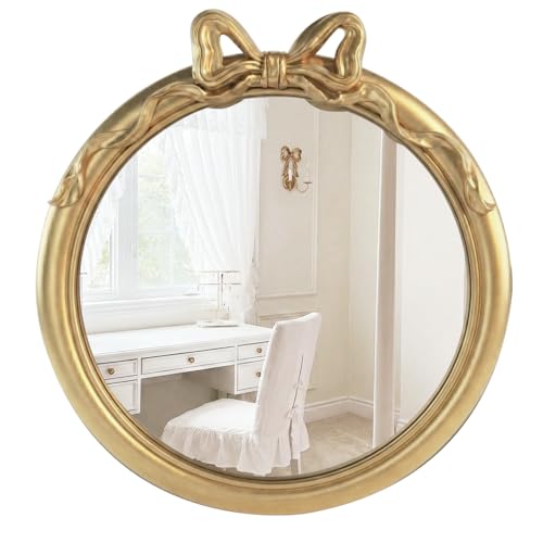 Image of 28x28 inch Bow Mirrors for Wall, Round /Circle God Decorative Wall Mounted Mirror, Irregular Mirrors Suitable for Bedroom, Hallway, Living Room Decoration, Bathroom Sink