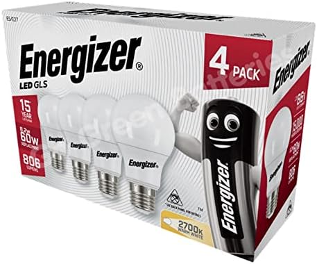 Energizer GLS Replacement LED Bulb 4 Pack (Daylight B22, 60W)