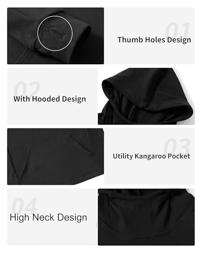 Rolanko Girls Hoodies Fleece Sweatshirts Long Sleeve Cozy lightweight Pullover Tops with Pocket Kids Warm Velvet Outwear (Black, 10-11 Years)
