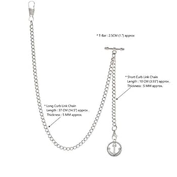 Chaîne Montre De Poche Double Albert Pour Homme - Gourmette Avec Pendentif Gouvernaille Antique - Pochette Velours Incluse