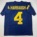 Facsimile Autographed Jim Harbaugh Michigan Blue Reprint Laser Auto College Football Jersey Size Men's XL