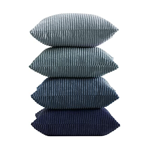 Topfinel Housse Coussin 40x40 Bleu Decoration Chambre Salon Maison Lot de 4 Housse de Coussin Canape Lit Jardin Déco Aesthetic Scandinave pour Canapé en Velours Côtelé Cover