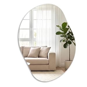 SONGMICS Asymmetrischer Spiegel, unregelmäßiger Wandspiegel, blütenblattförmiger Spiegel, 60 x 45 cm, dekorativ, Rahmenlos, für Eingangsbereich, Schlafzimmer, Badezimmer LWM020BD01