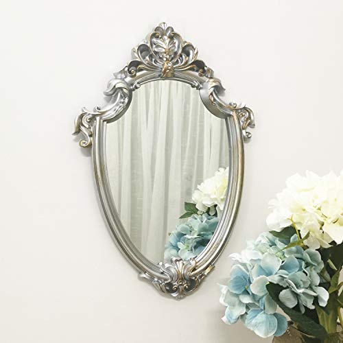 Yash Decorative Wall Mirror, Vintage Hanging Mirrors For Bedroom Living-Room Decor,, 11”X 16.5”, Antique Silver #TOP17