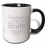 3dRose mug_151575_4 Father of The Bride in Silver Wedding Part of Matching Marriage Party Set Grey Gray Swirls Two Tone Black Mug, 11 oz, Black/White