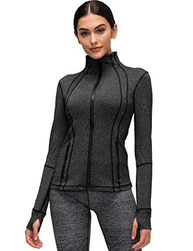 Costdyne Athletic Jacket For Women Slim Fit Full Zip Yoga Running Jacket Turtleneck Workout Jacket #TOP4