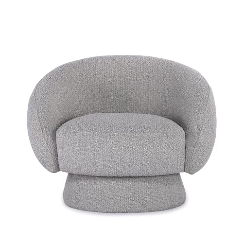 Sillón tapizado en bouclé gris moderno miniatura 1