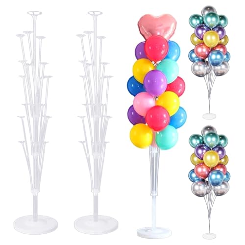 2 peças Suporte para balões, acessórios de suporte de balões, 160 cm, kit de suporte de árvore de balões, varetas reutilizáveis para decorações de festas, casamentos e aniversários