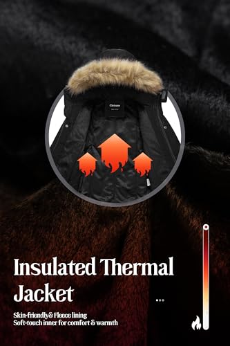 Chrisuno Boy's Med-length Parka Winter Coat Waterproof Outwear Ski Snow Jackets Thick Padded Insulated Windbreaker3