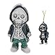 MEMOFYND 1 Stück Coole Totenkopf-Statue, mit 1 Stück Totenkopf-Dekorornamente, Alien-Hoodie-Schädel-Geister-Festival-Party-Tisch-Gartendekoration.