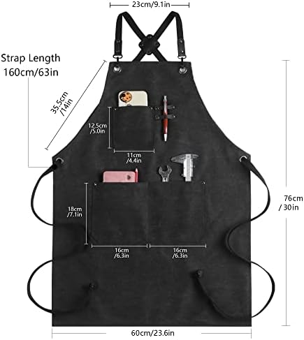 Vomgomfom Chef Apron for Men Women, Canvas Aprons with Pockets-Cross Back Kitchen Apron for Cooking Grilling Baking BBQ Barber