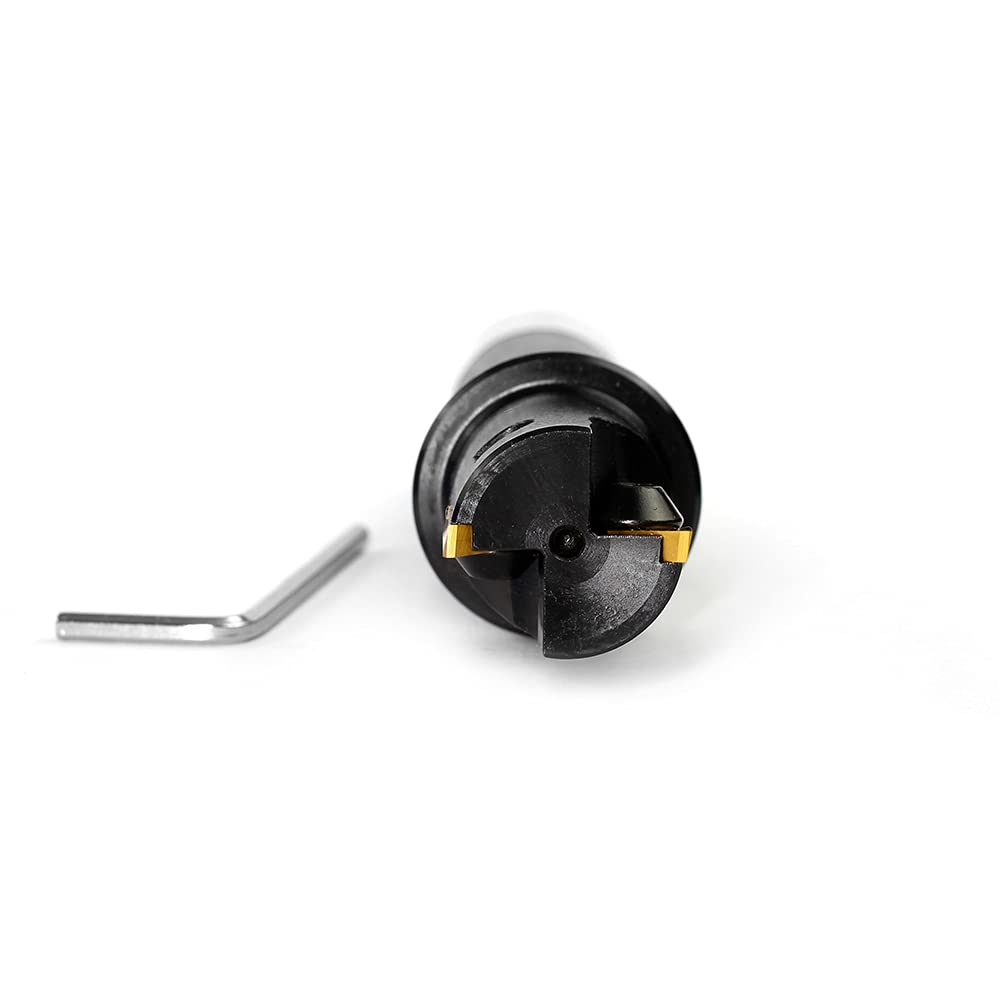 OSCARBIDE Indexable End Mill, R8 Shank, 1" Cutting Dia, 5-9/16" Length, TP22, 2 Flutes, 2pcs TPCN1103PDTR Inserts