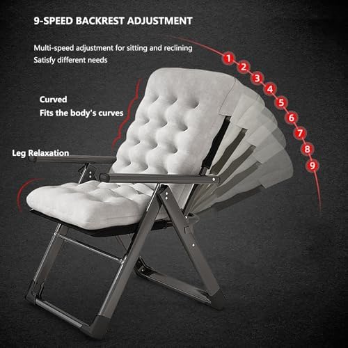 Chaise pliante robuste avec dossier réglable et housse lavable