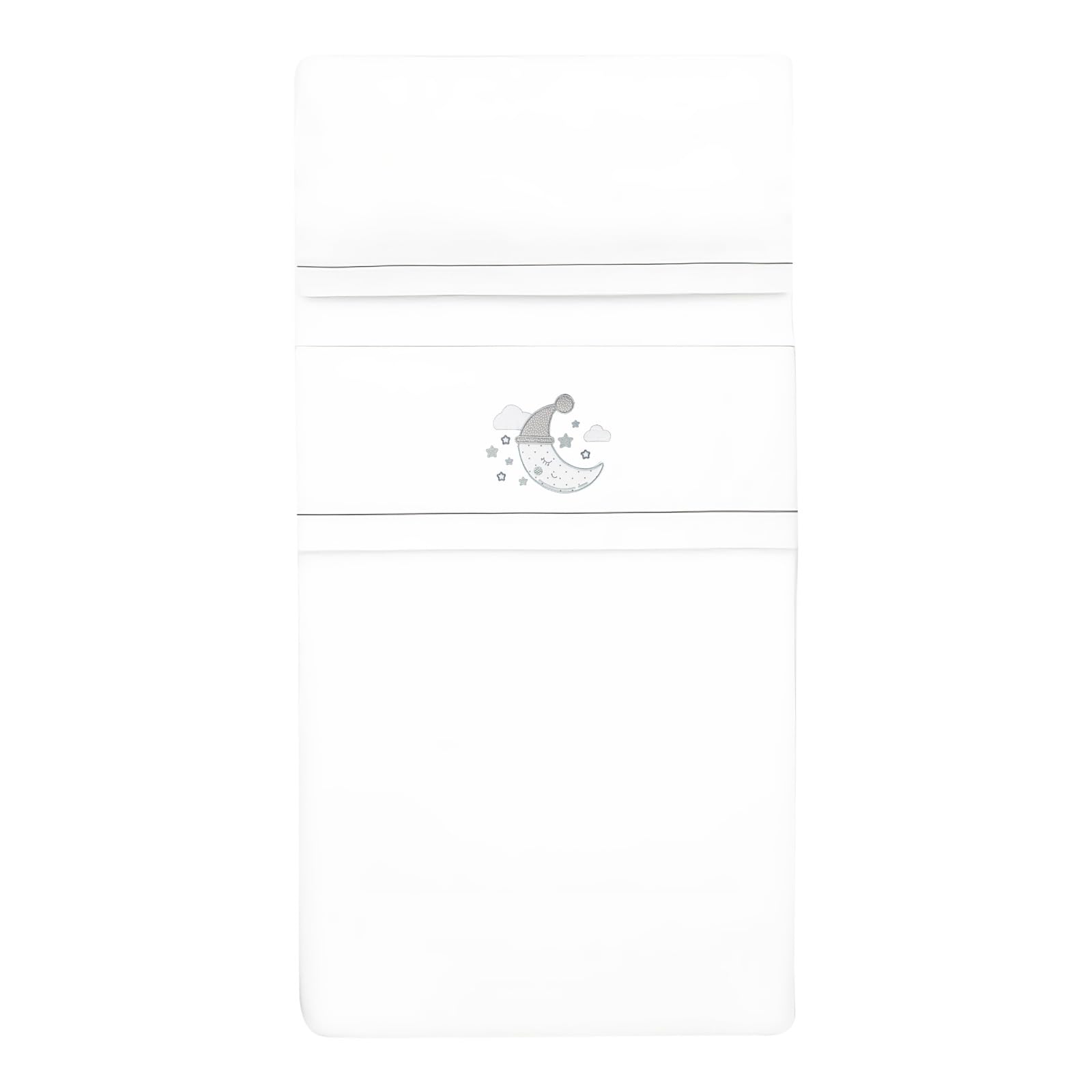 various Set Lenzuola Lettino Neonato 60x120 cm, 100% Cotone Extra Morbido, Include Lenzuolo con Angoli, Lenzuolo Sopra e Federa, Biancheria Letto Bambino Traspirante luna colore BCO/Grigio
