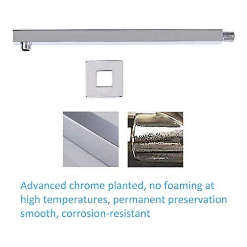Image of TOSCH Stainless Steel 304 Square Premium Shower Arm for Overhead Showers with FLANGE (18 inches,Chrome Plated) (Square Shower Arm 18 Inch)
