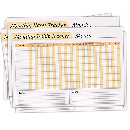 Monthly Habit Tracker (A4 Size,12 Sheets) Undated Planner Sheets With Goals For Self Improvement (Design 1)-picture-29