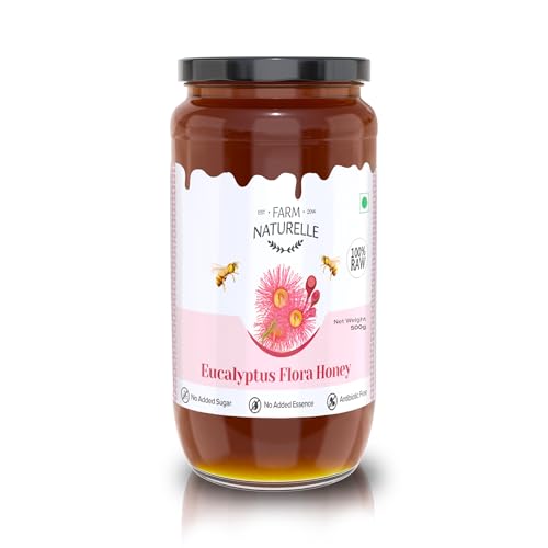 Image of Farm Naturelle Raw Eucalyptus Honey 500g| Glass Bottle | 100% Pure Unprocessed & Natural Honey | Ayurvedic & Rich in Vitamins and Minerals | Helps Boost Immunity