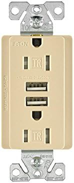 Eaton TR7755W 15 Amp 125V Combination USB 3.1A Charger with Duplex  