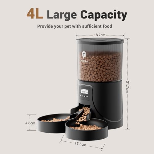 Automatic Cat Feeder: 4L Timed Cats Food Dispenser Programmable 1-6 Meal for Cat and Small Medium Dog, Auto Pet Feeder Easy to Set Up Dual Power Supply with Desiccant Bag | Detachable Washable - Image 9