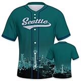 Baseball City Night Skyline Jersey Shirt Printing Apparel for Men Fans Gifts L Green Gray