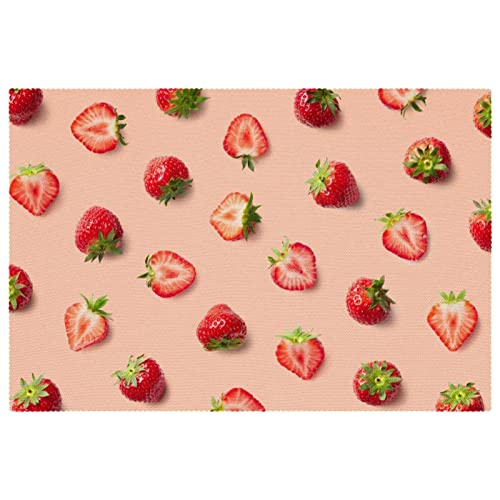 Sets de table fraises 30x45cm résistants chaleur et lavables - 2