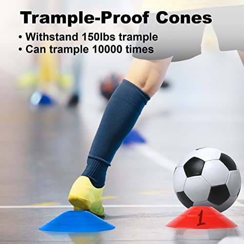 60Pcs Sports Soccer Cones Agility Soccer Disc Cones With Carry Strap Carry Bag Training Soccer Cones, Field Marker Cones For Challenge Football Basketball Skating Kids Games Outdoor Indoor Sports #TOP5