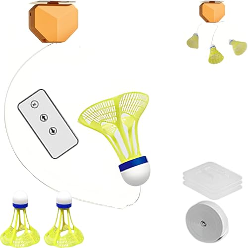 Badminton Rebound Trainer, Badminton Self Training Tool, Solo Badminton Shuttlecock with 3 Pcs Ball, Adjust Height with Remote Control