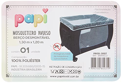 Papi Textil Mosquiteiro Avulso Papi Para Berço Desmontável 1,30M X 1,20M Contém 01 Un