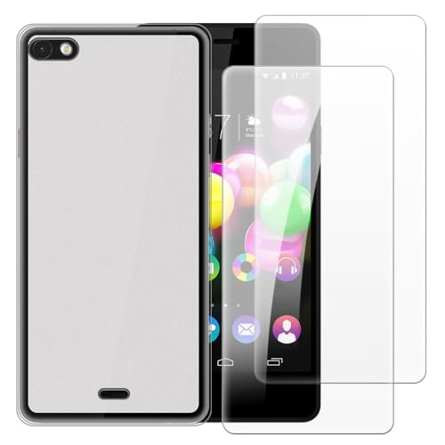 Shantime Hülle mit 2 Stück Schutzfolie Kompatibel mit Wiko Highway Pure 4G, Stoßfeste Abdeckung & Gehärtetes Glas R&um-Schutz(Weiß)