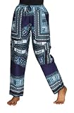 DA'IKI Loose and Casual Ladies Cotton African Dashiki Pants Cargo Khakis Ankara Art, Small-Medium, Dashiki - Midnight Blue